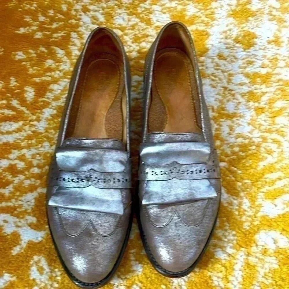 The Office of Angela Scott Metallic Loafers Size 39 8.5